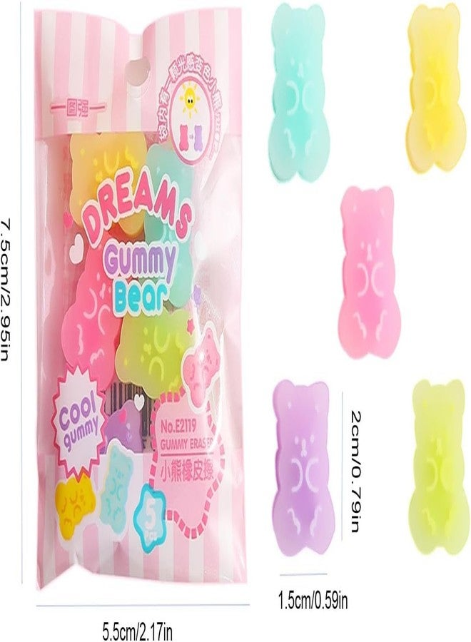 Mozff 5Pcs Cute Erasers - Colorful Gummy Bear Cabochons | Cartoon Bear Pencil Erasers | Animals | Interactive Eraser Pets | Stationery Supplies School Reward - Image 2